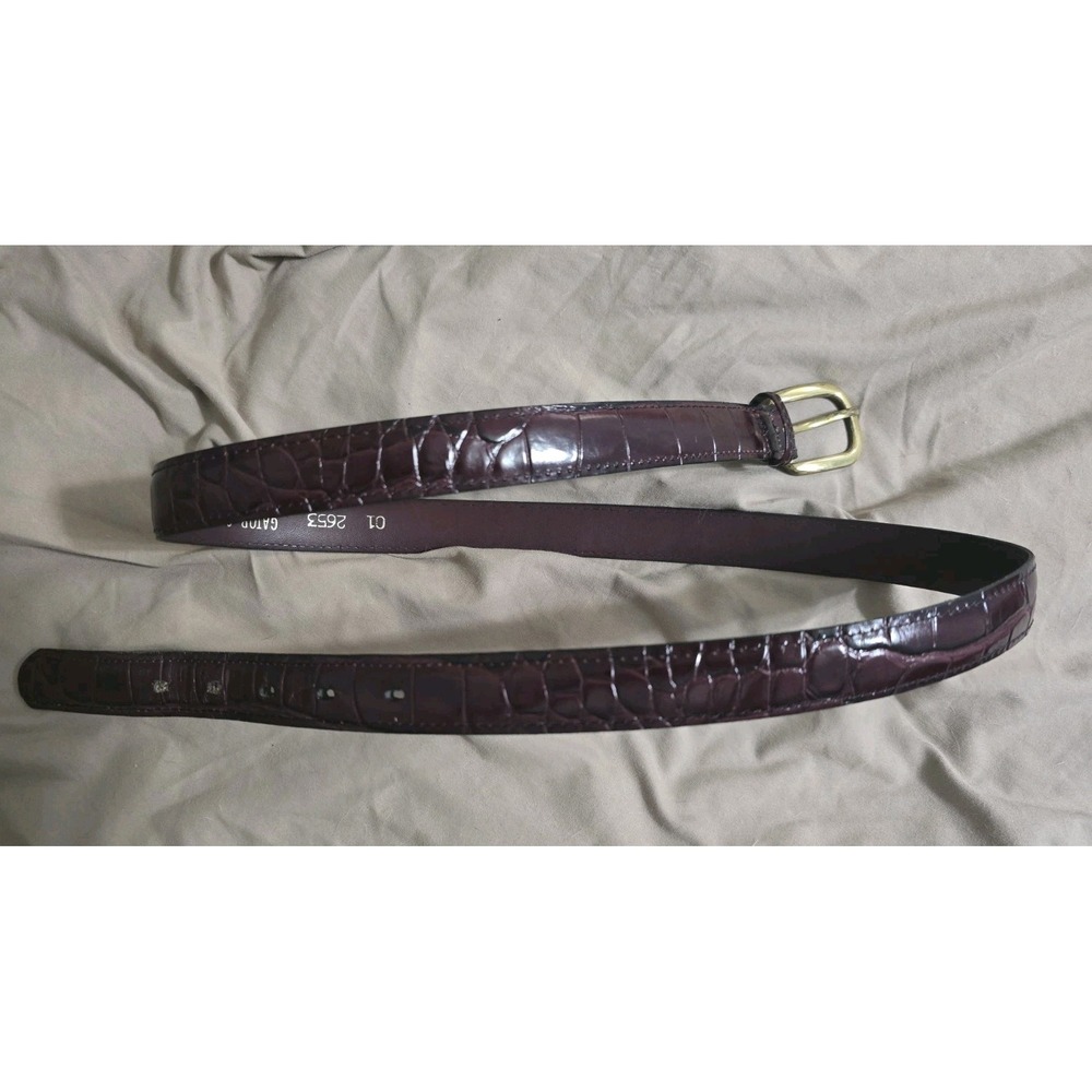 Vintage Gator Cowhide Embossed Leather Belt Brown Made in USA Men's Size 38